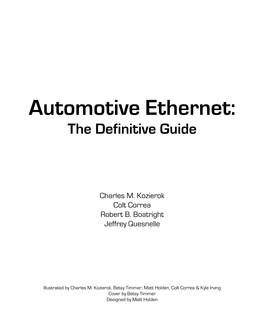 Automotive Ethernet: the Definitive Guide