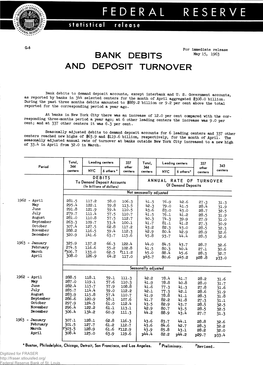 Bank Debits and Deposit Turnover