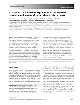 Human Tissue Kallikrein Expression in the Stratum Corneum and Serum of Atopic Dermatitis Patients