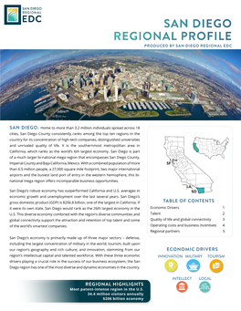 SAN DIEGO REGIONAL PROFILE Produced by SAN DIEGO REGIONAL EDC