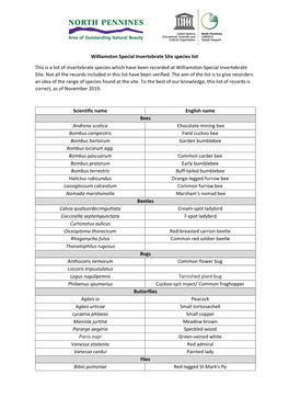 Williamston SIS Species List