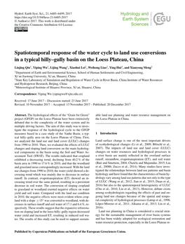 Spatiotemporal Response of the Water Cycle to Land Use Conversions in a Typical Hilly–Gully Basin on the Loess Plateau, China