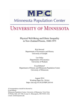 Physical Well-Being and Ethnic Inequality in New Zealand Prisons, 1840-1975