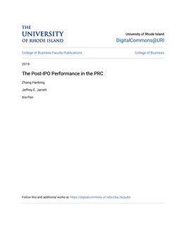 The Post-IPO Performance in the PRC