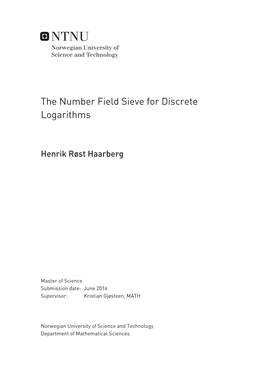 The Number Field Sieve for Discrete Logarithms