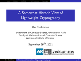 A Somewhat Historic View of Lightweight Cryptography