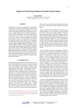 Analysis of Vocal Ornamentation in Iranian Classical Music