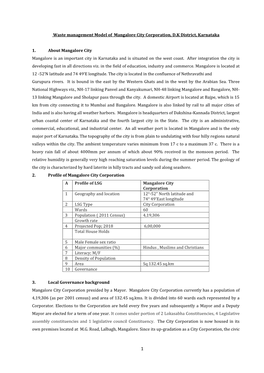 Waste Management Model of Mangalore City Corporation, D.K District, Karnataka