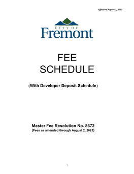 Master Fee Schedule