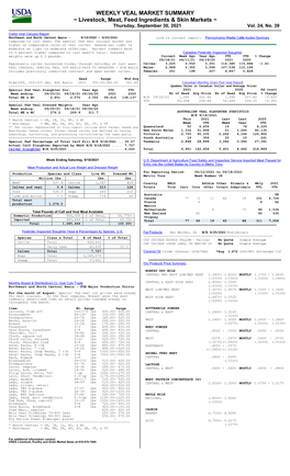 Weekly Veal Summary