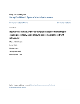 Retinal Detachment with Subretinal and Vitreous Hemorrhages Causing Secondary Angle Closure Glaucoma Diagnosed with Ultrasound