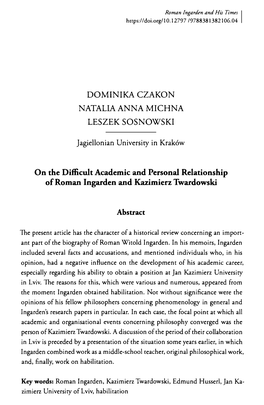 NATALIA ANNA MICHNA LESZEK SOSNOWSKI Difficult Academic