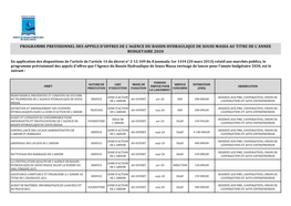 Programme Previsionnel Des Appels D'offres De L'agence Du Bassin Hydraulique De Souss Massa Au Titre De L’Annee Budgetaire 2020