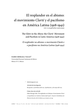 El Movimiento Clarté Y El Pacifismo En América Latina (1918-1941) DOI: 10.15446/Achsc.V42n2.53332