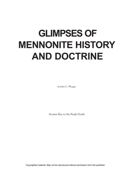 Glimpses of Mennonite History and Doctrine