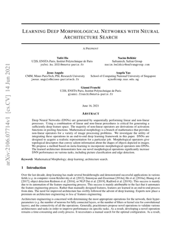 Learning Deep Morphological Networks with Neural Architecture Search APREPRINT