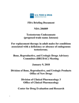 FDA Briefing Document NDA 206089 Testosterone Undecanoate