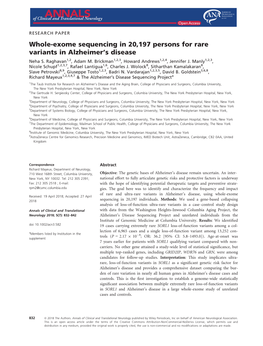 Whole‐Exome Sequencing in 20,197 Persons for Rare Variants In