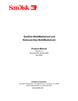 Sandisk Multimediacard and Reduced-Size Multimediacard