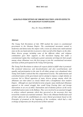 623 Albanian Perception of 1908 Revolution and Its