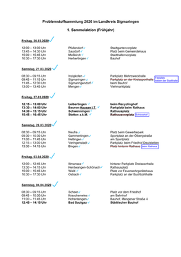 Problemstoffsammlung 2020 Im Landkreis Sigmaringen 1