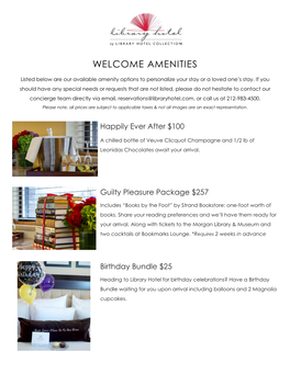 Welcome Amenities