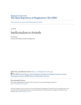 Intellectualism in Aristotle David Keyt University of Washington, Keyt@U.Washington.Edu