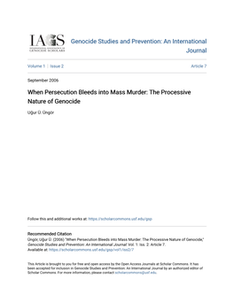 When Persecution Bleeds Into Mass Murder: the Processive Nature of Genocide