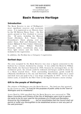 Basin Reserve Heritage Backgrounder