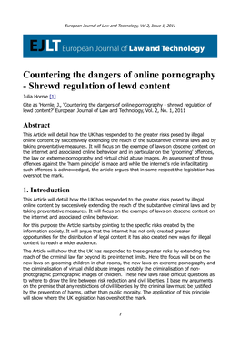 Countering the Dangers of Online Pornography