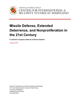 Missile Defense, Extended Deterrence, and Nonproliferation in the 21St Century