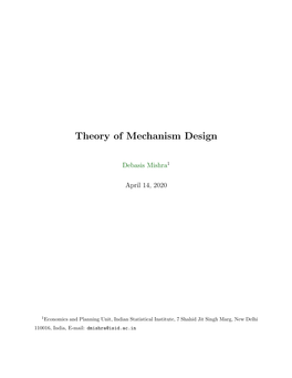 Theory of Mechanism Design