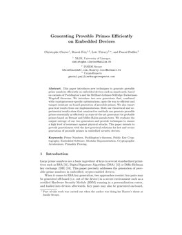 Generating Provable Primes Efficiently on Embedded Devices