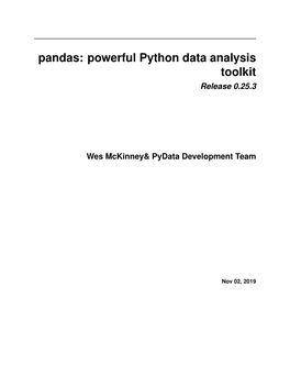 Pandas: Powerful Python Data Analysis Toolkit Release 0.25.3