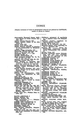 Family Surnames of Value in Genealogical Research Are Printed in CAPITALS; Names of Places in Italics