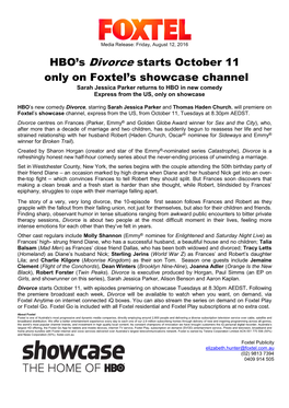 HBO's Divorce Starts October 11 Only on Foxtel's Showcase Channel