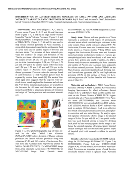 Identification of Altered Silicate Minerals on Arsia, Pavonis and Ascraeus Mons of Tharsis Volcanic Provinces of Mars