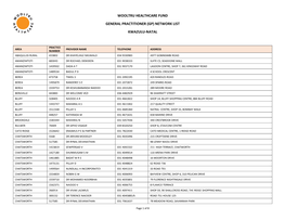 (Gp) Network List Kwazulu-Natal