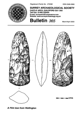 365 March/April 2003 a NEOLITHIC FLAKED FLINT AXE from WALLINGTON Jonathan Cotton the Axe ﬁgured Here Was Passed to the Writer for Recording in May 2002