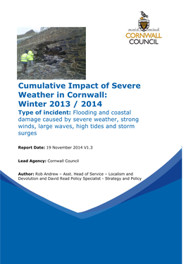 Cumulative Impact of Severe Weather in Cornwall: Winter 2013 / 2014