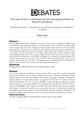 The Rule of Law: a Challenge for the Emerging Markets in Mexico and Brazil Nubia Nieto