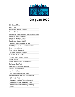 Song List 2020