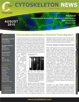 Post-Translational Modifications - Essential for Protein Regulation Related Publications AUGUST Research Tools 2015