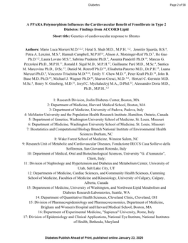 Findings from ACCORD Lipid Short Title: Genetics of Cardiovascular Response to Fibrates