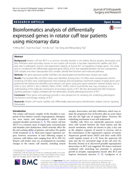 Bioinformatics Analysis of Differentially Expressed Genes in Rotator Cuff Tear