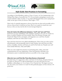 Style Guide: Best Practices in Formatting