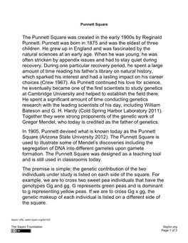 The Punnett Square Was Created in the Early 1900S by Reginald Punnett