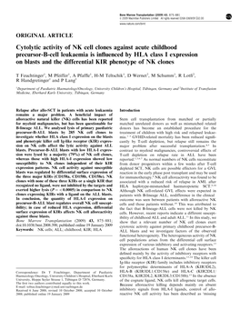 Cytolytic Activity of NK Cell Clones Against Acute Childhood Precursor