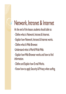 Network, Intranet & Internet