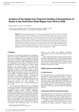 Analysis of the Spatial and Temporal Variation Characteristics of Ozone in the Pearl River Delta Region from 2016 to 2020